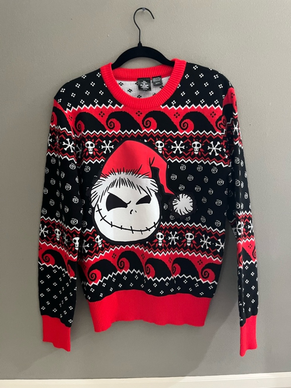Jack Skellington Nightmare Before Christmas Ugly Christmas Sweater Red Black